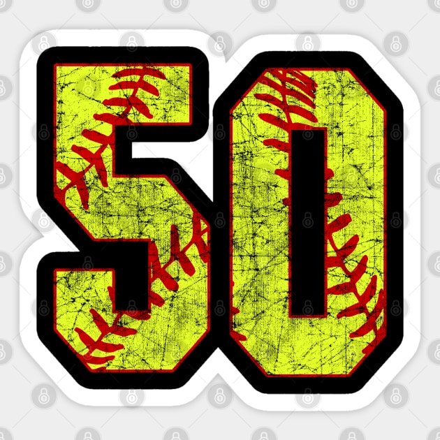 Fastpitch Softball Number 50 #50 Softball Shirt Jersey Uniform Favorite Player Biggest Fan Sticker by TeeCreations